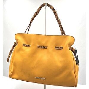 Badgley Mischka Yellow/Gold Snake Print Handle Shoulder Bag-NWT